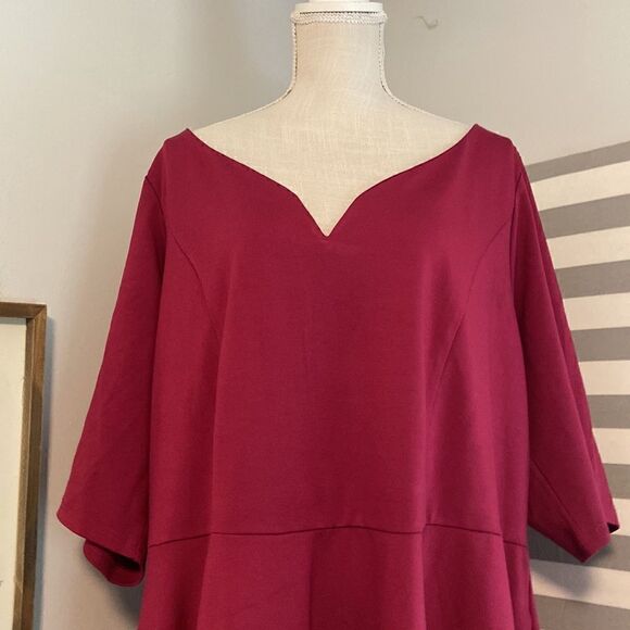 City Chic Deep Fuchsia Cute Girl Elbow Sleeve Dress with Pockets Size XXL / 24 - Picture 2 of 9